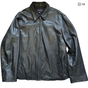 J Crew VTG Leather Jacket Black Men’s XL Y2K